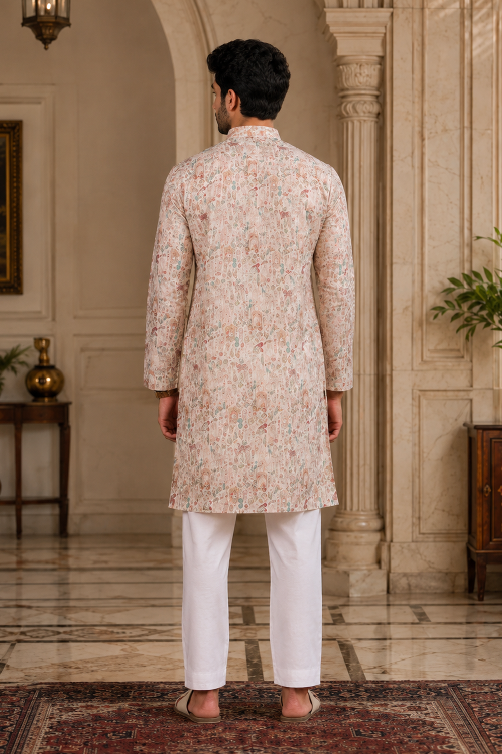 Men's Beige Cotton Kurta Set