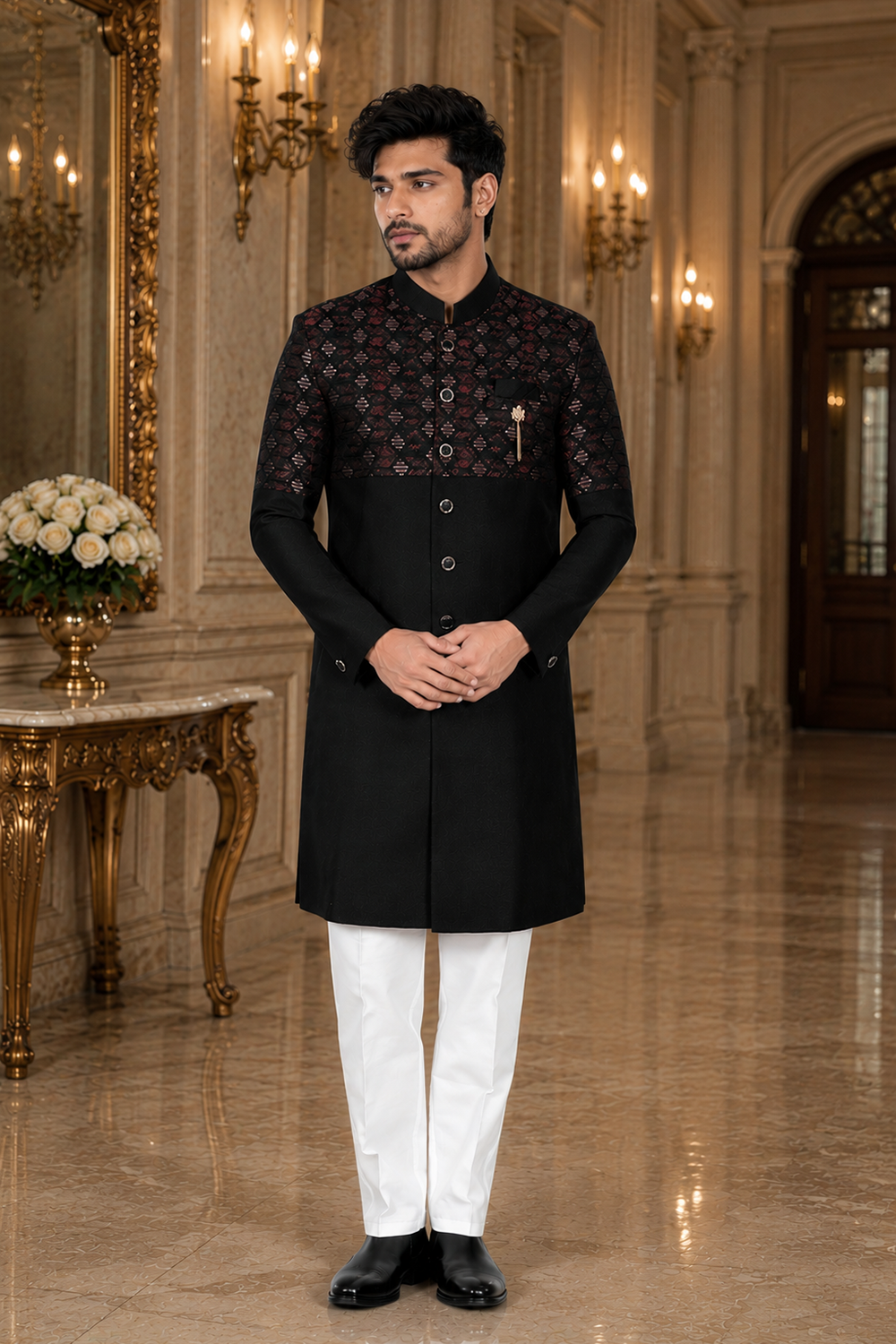 Men's Black Indo-Western
