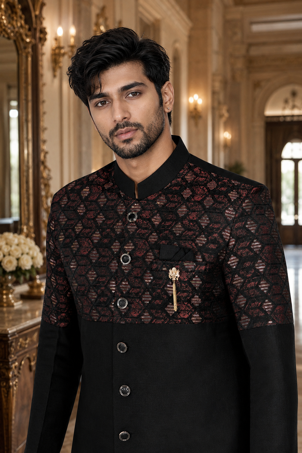Men's Black Indo-Western