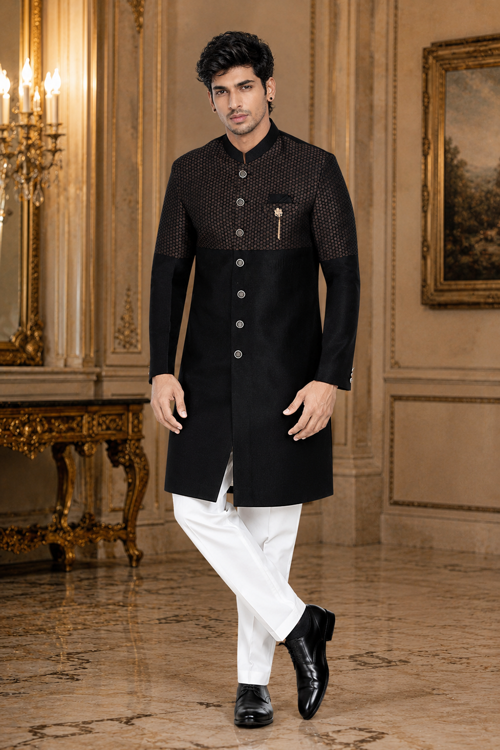 Men's Black Indo-Western
