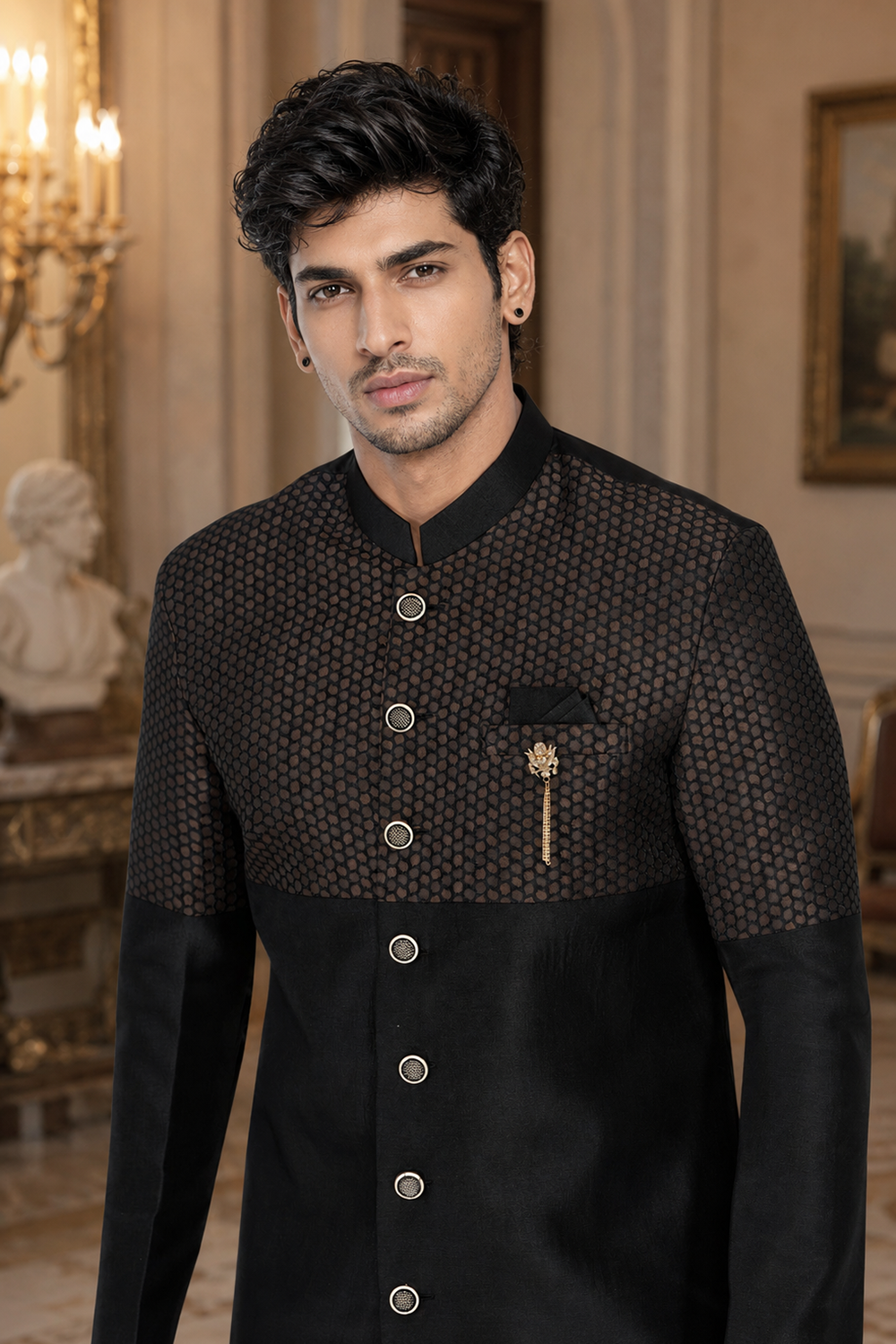Men's Black Indo-Western