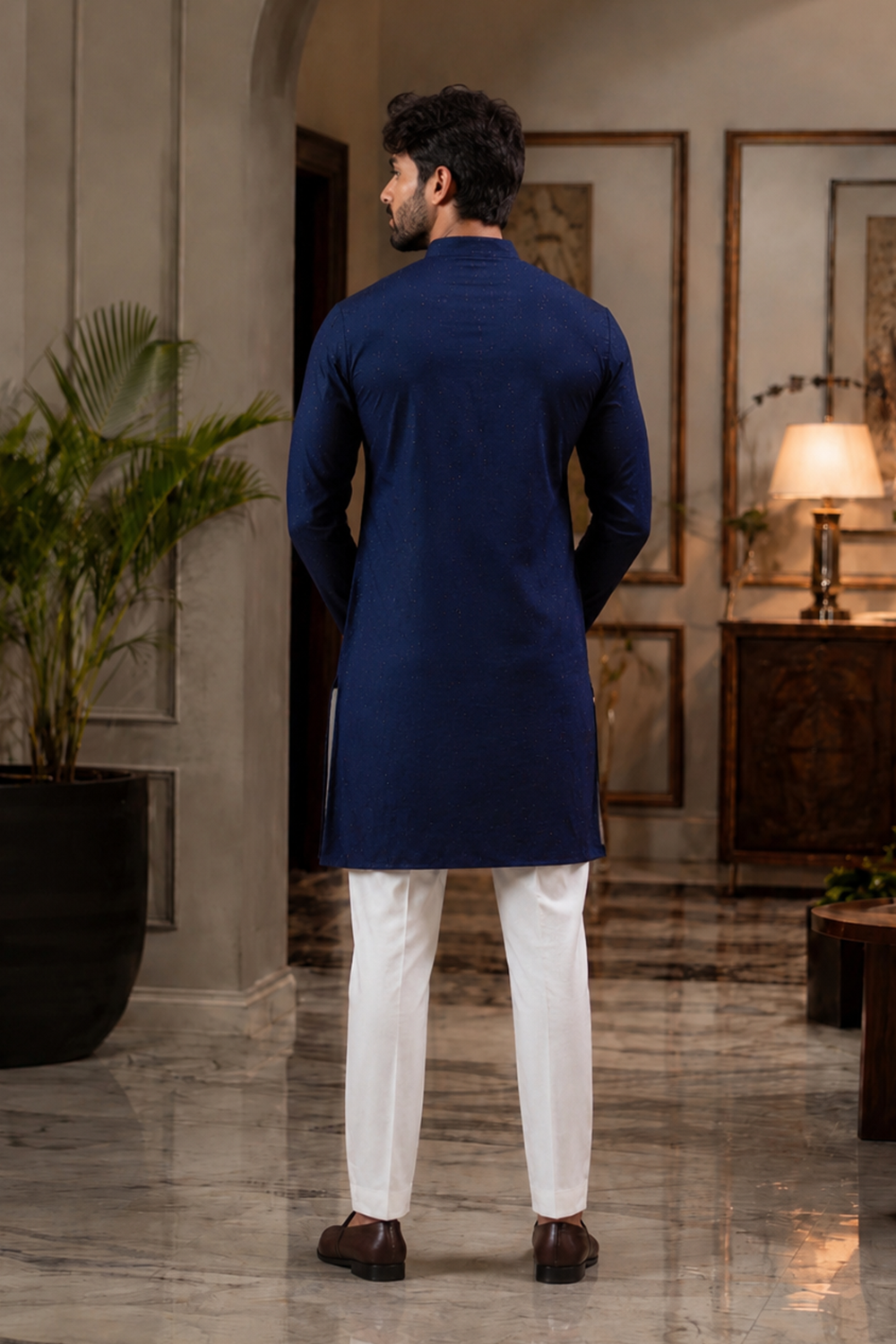 Men's Blue Cotton Kurta Set
