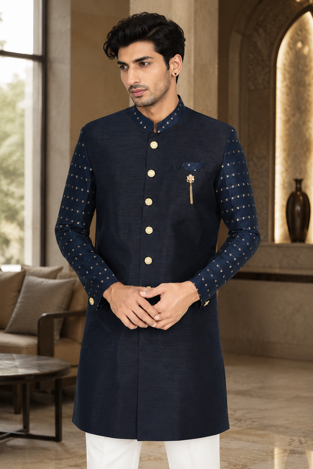 Men's Blue Indo-Western