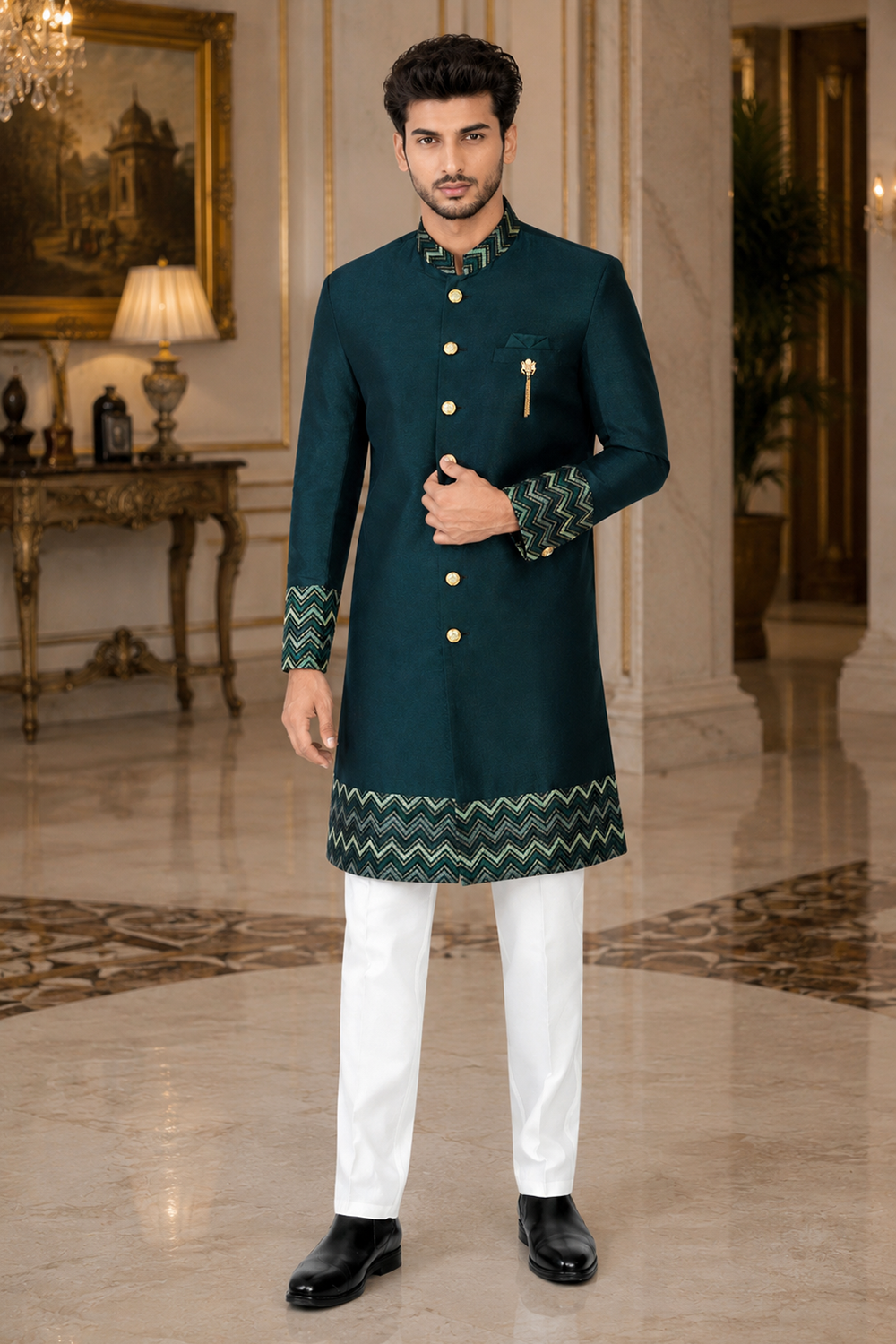 Men's Green Indo-Western