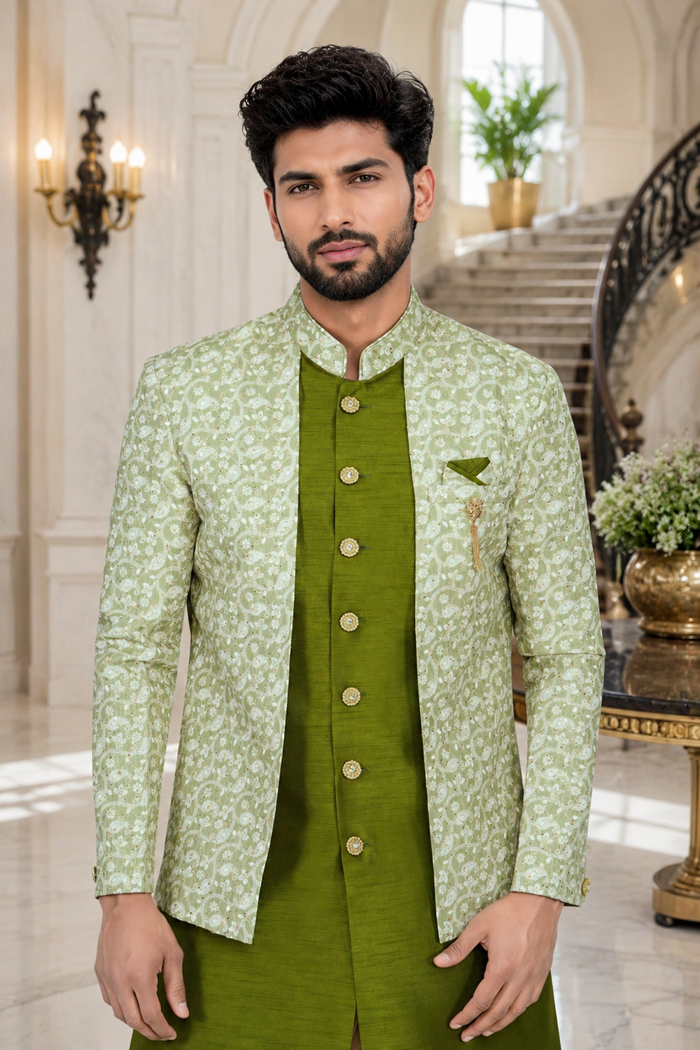 Men's Green Indo-Western