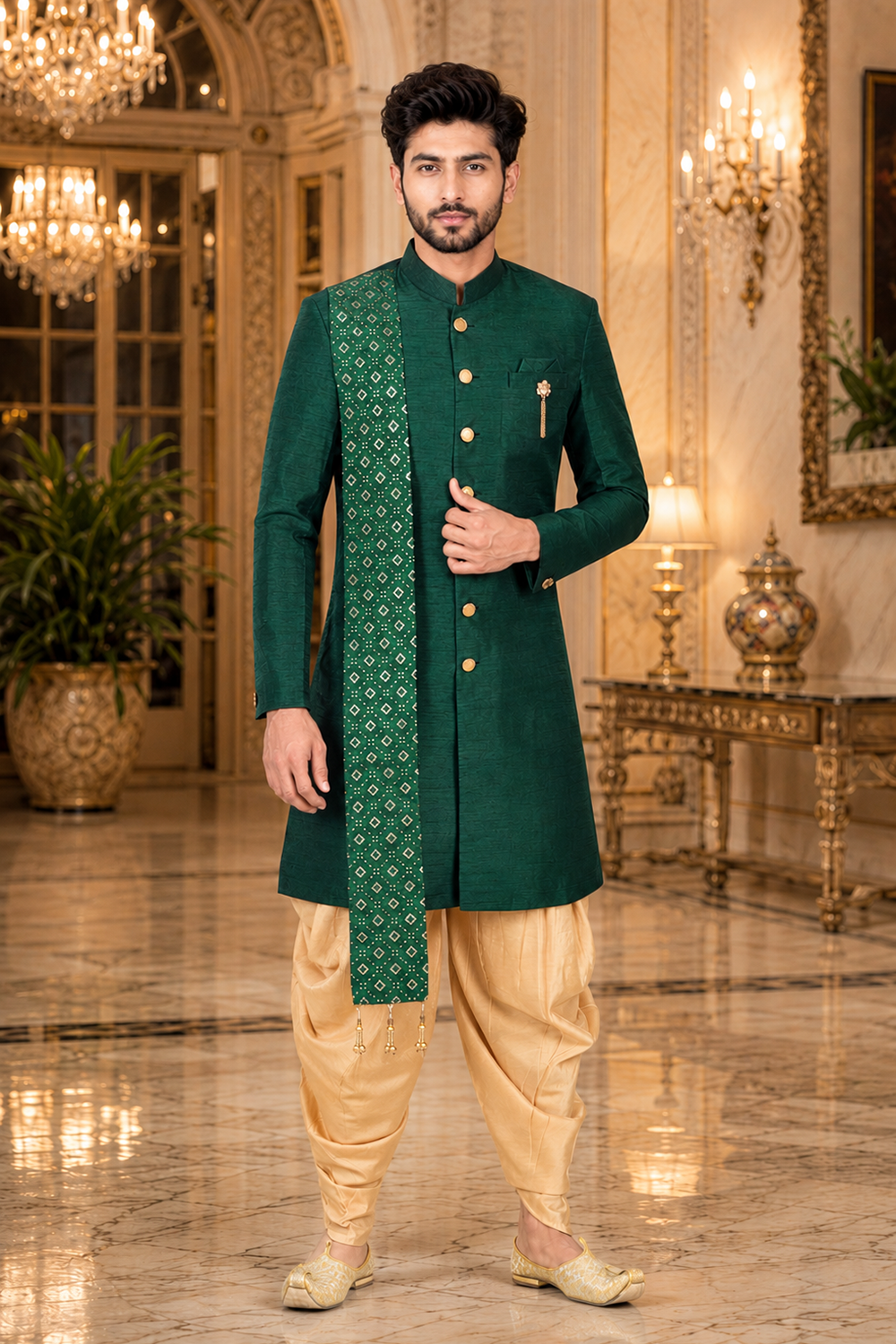 Men's Green Indo-Western