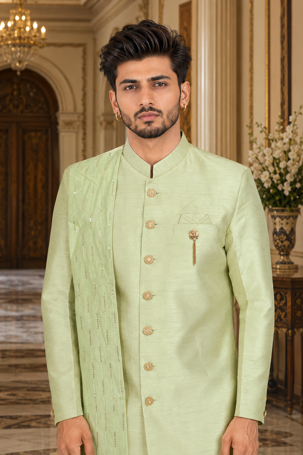 Men's Green Indo-Western