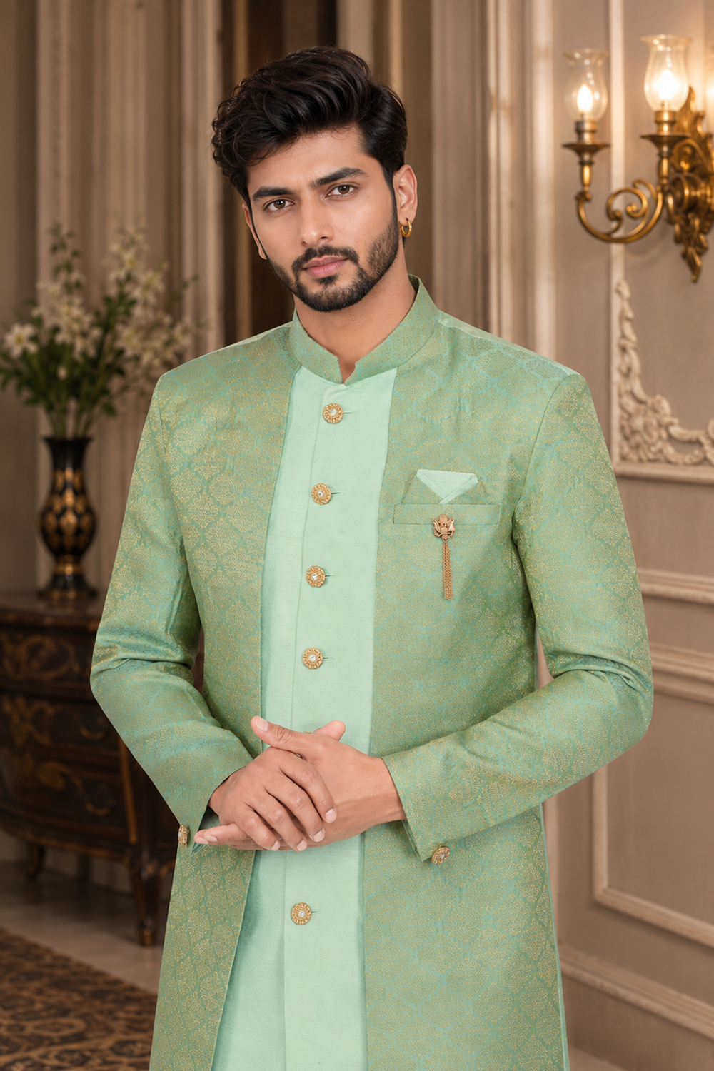 Men's Green Indo-Western