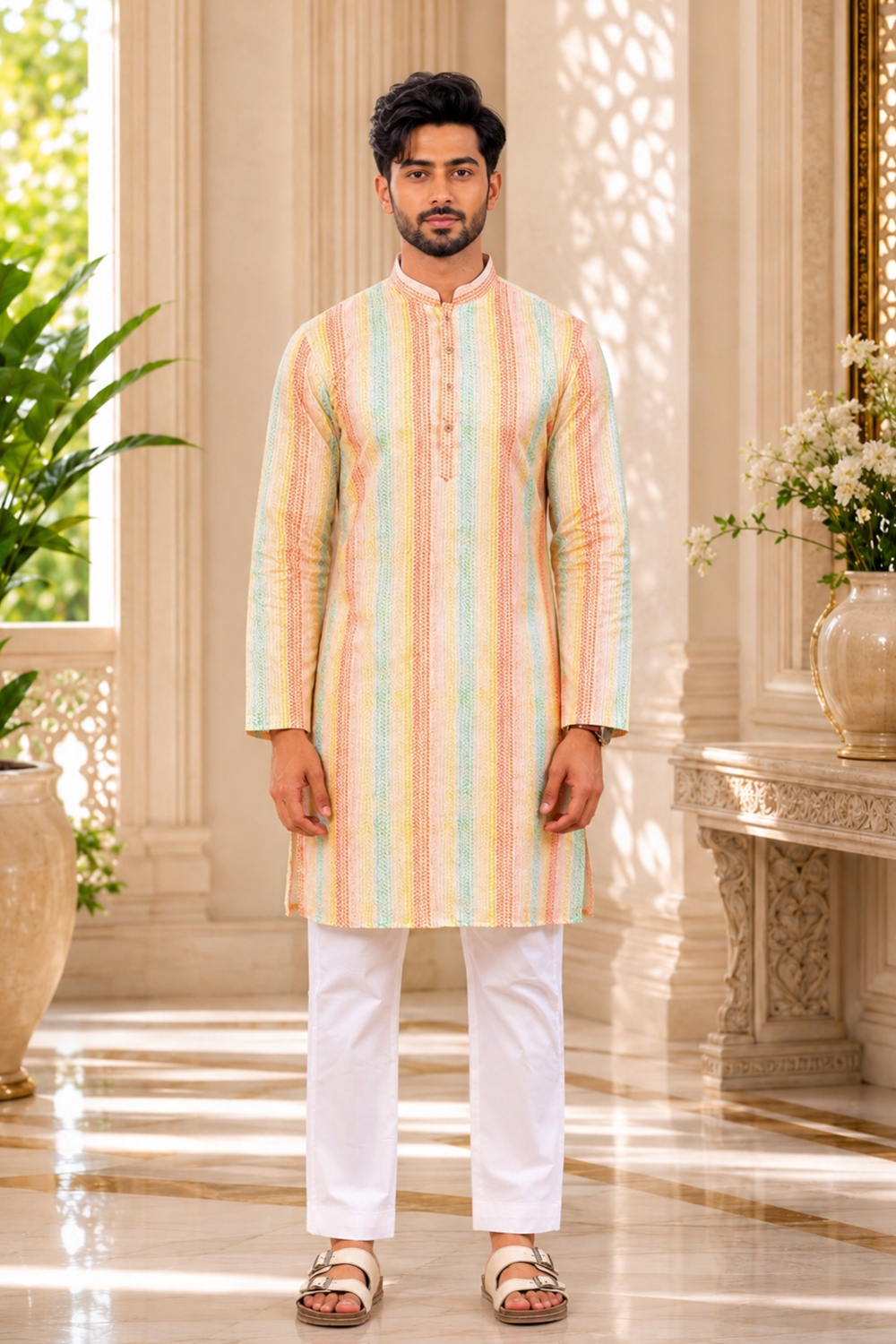 Men's Multy Art Silk Kurta Set