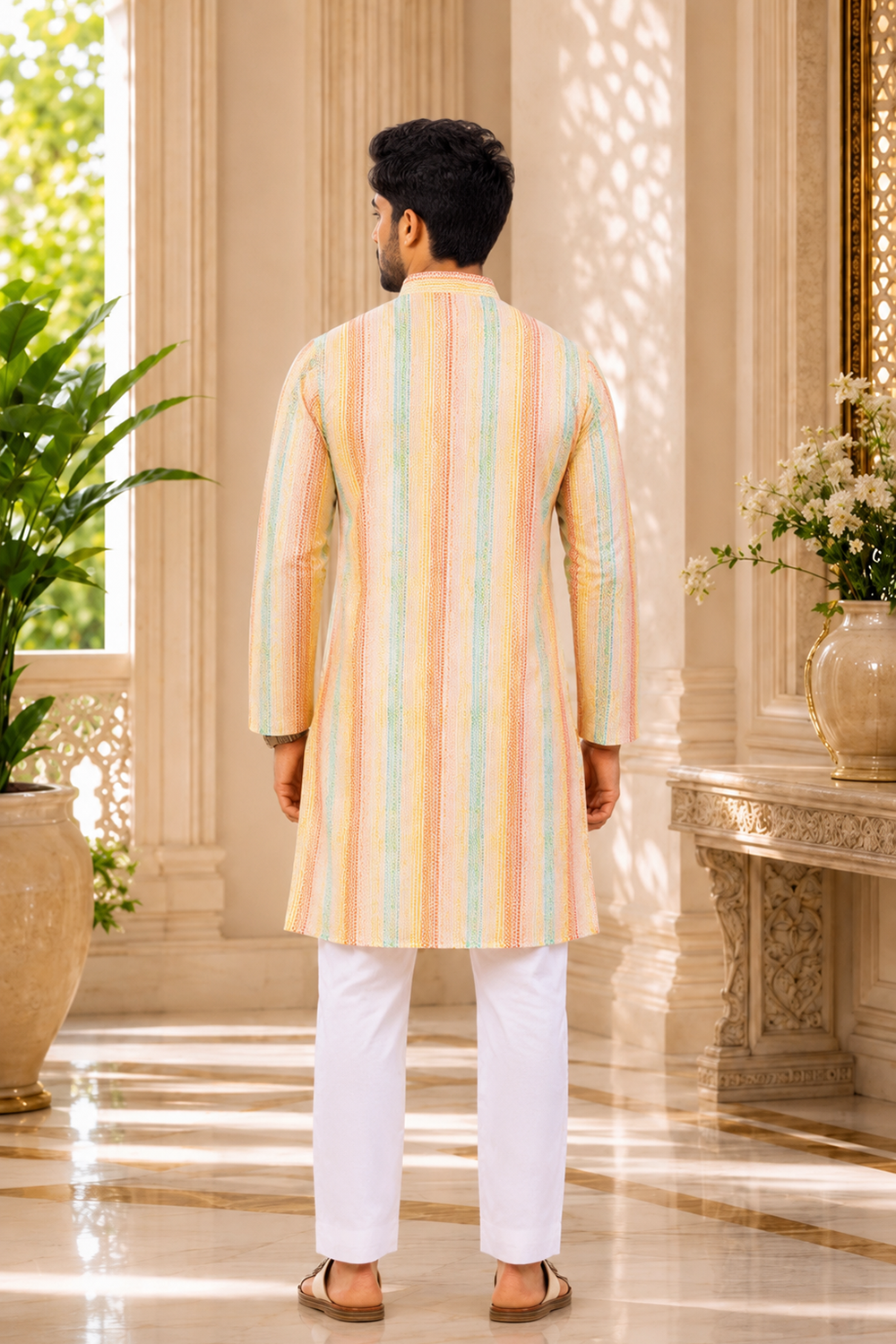 Men's Multy Art Silk Kurta Set