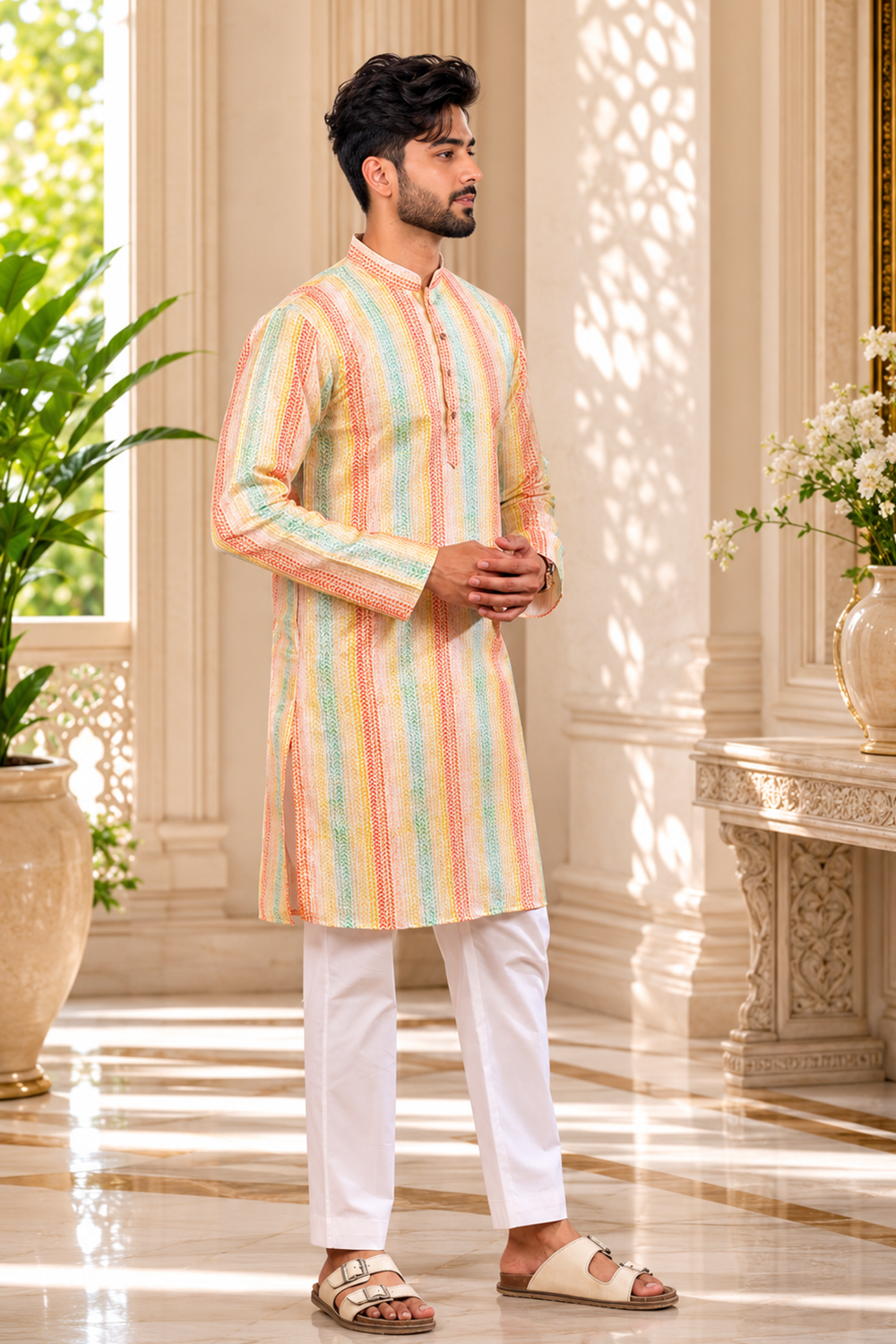 Men's Multy Art Silk Kurta Set