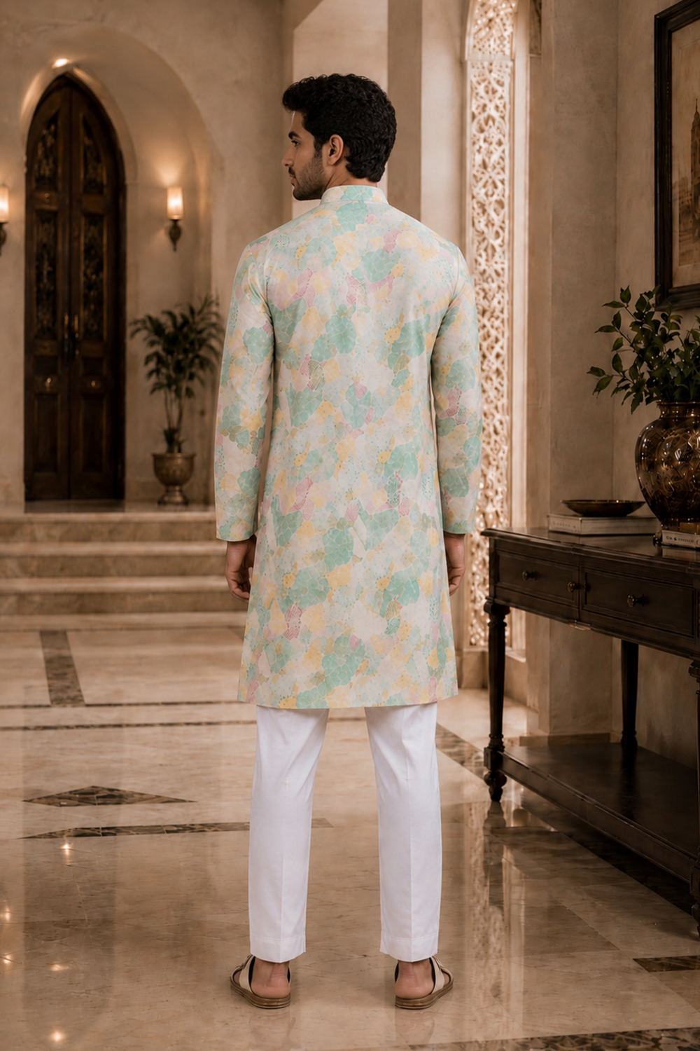 Men's Multy Art Silk Kurta Set