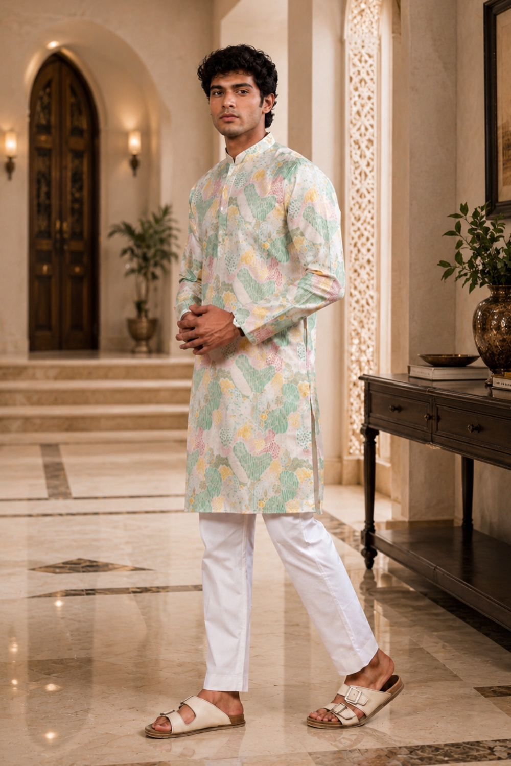 Men's Multy Art Silk Kurta Set