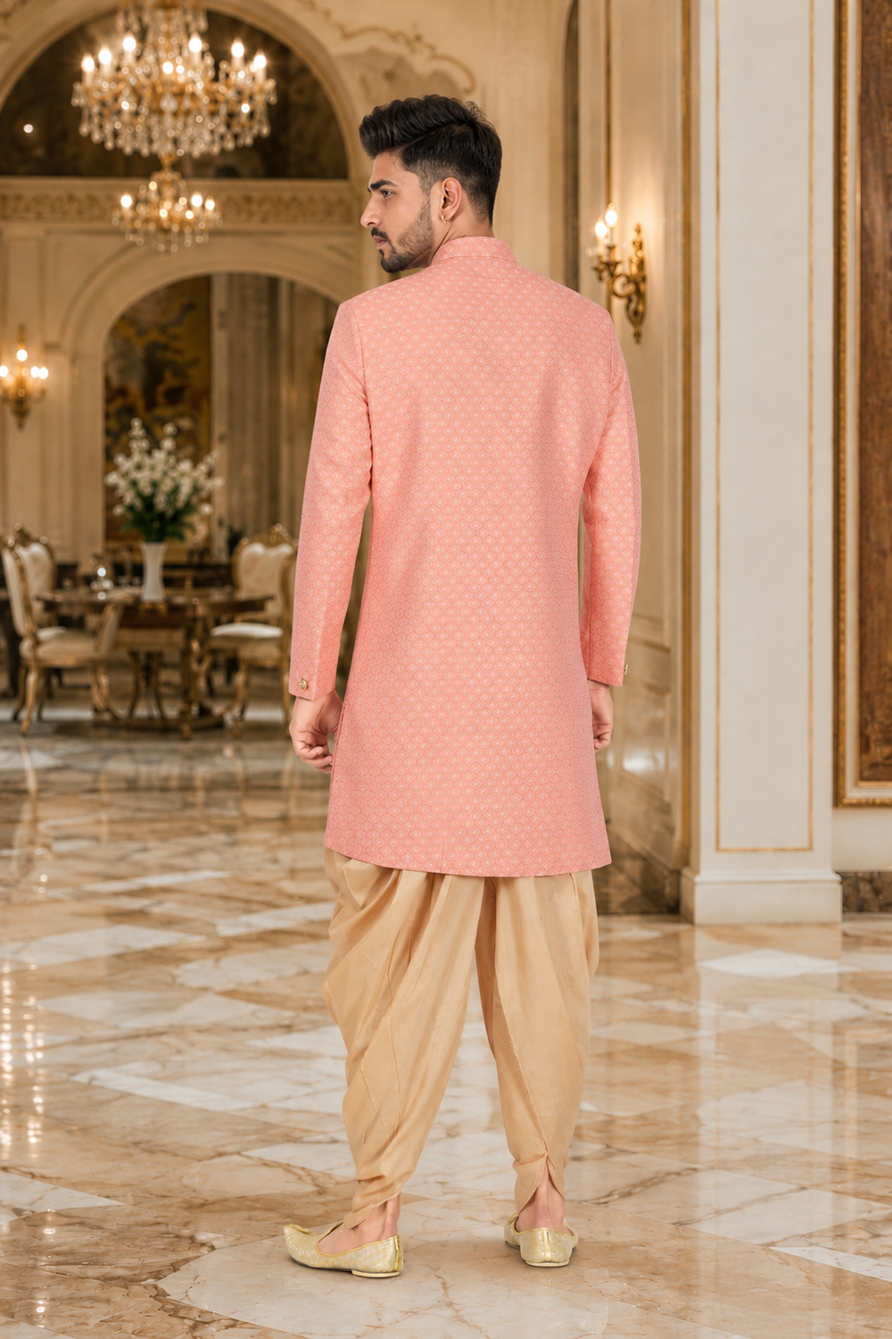 Men's Peach Indo-Western