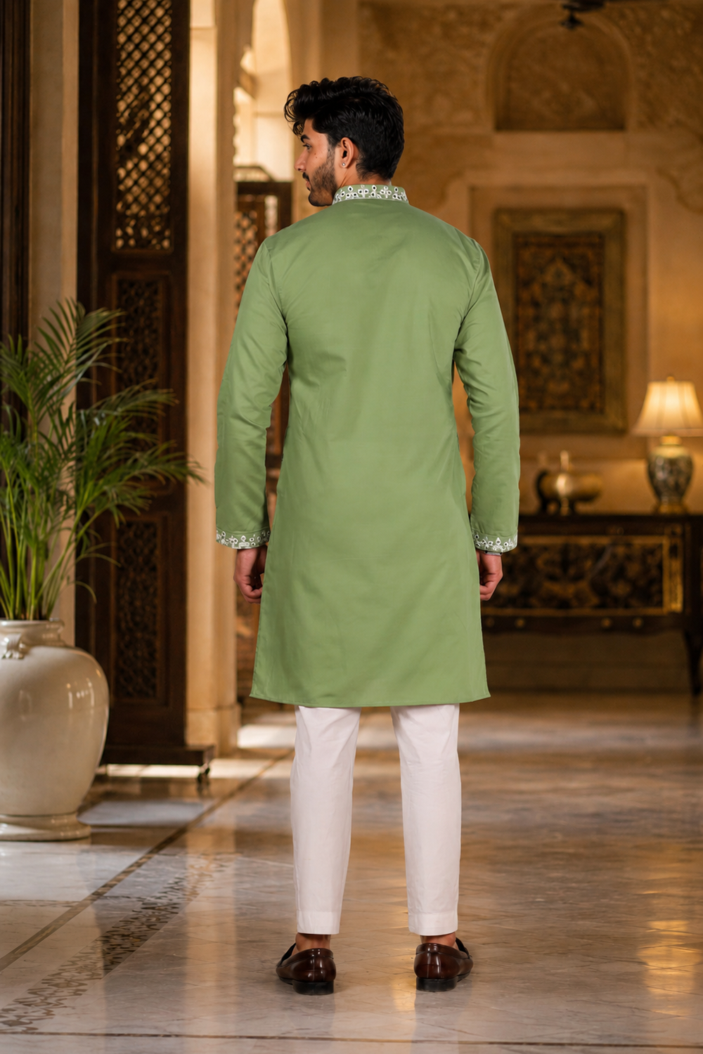 Men's Pista Cotton Kurta Set