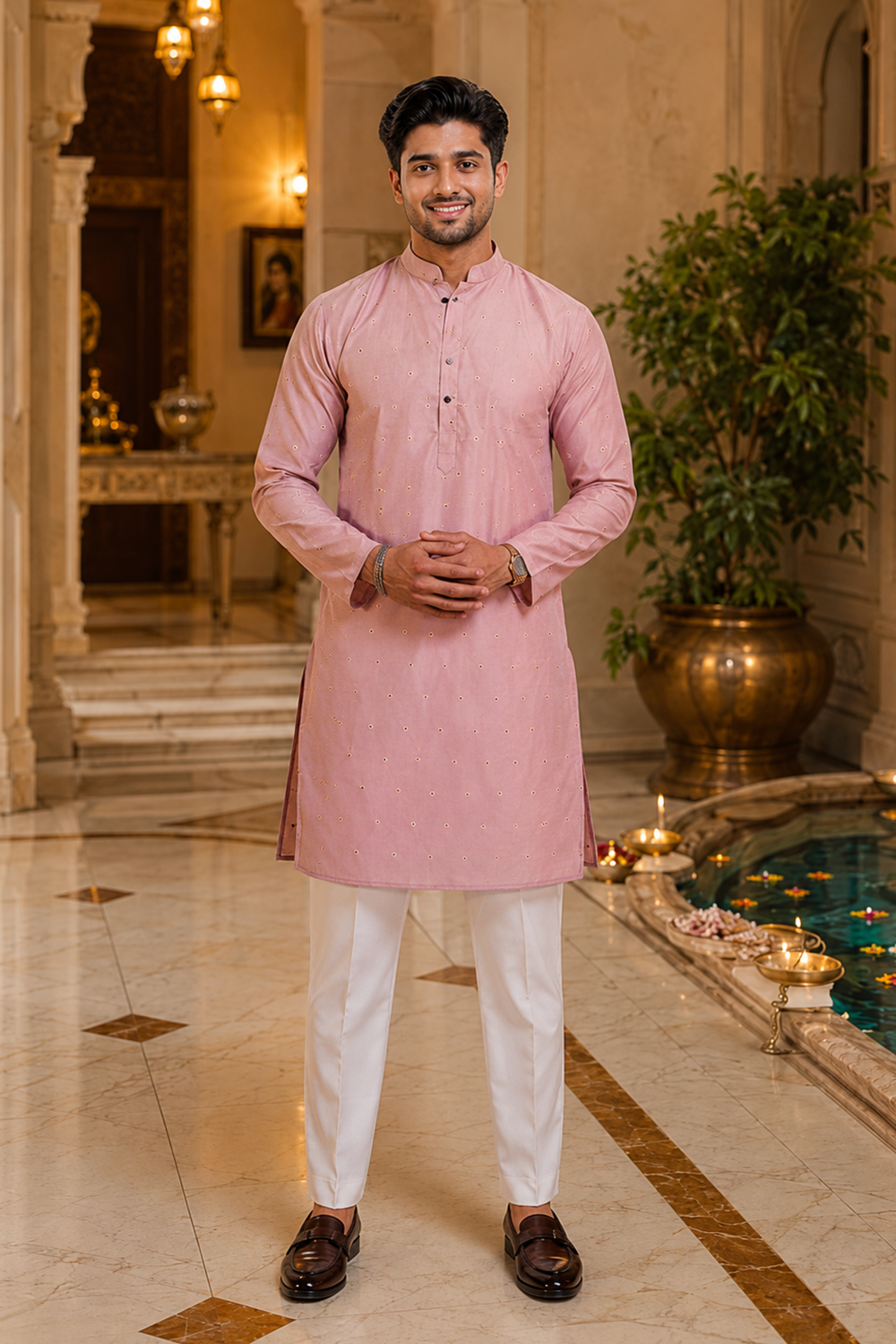 Men's Purple Cotton Kurta Set