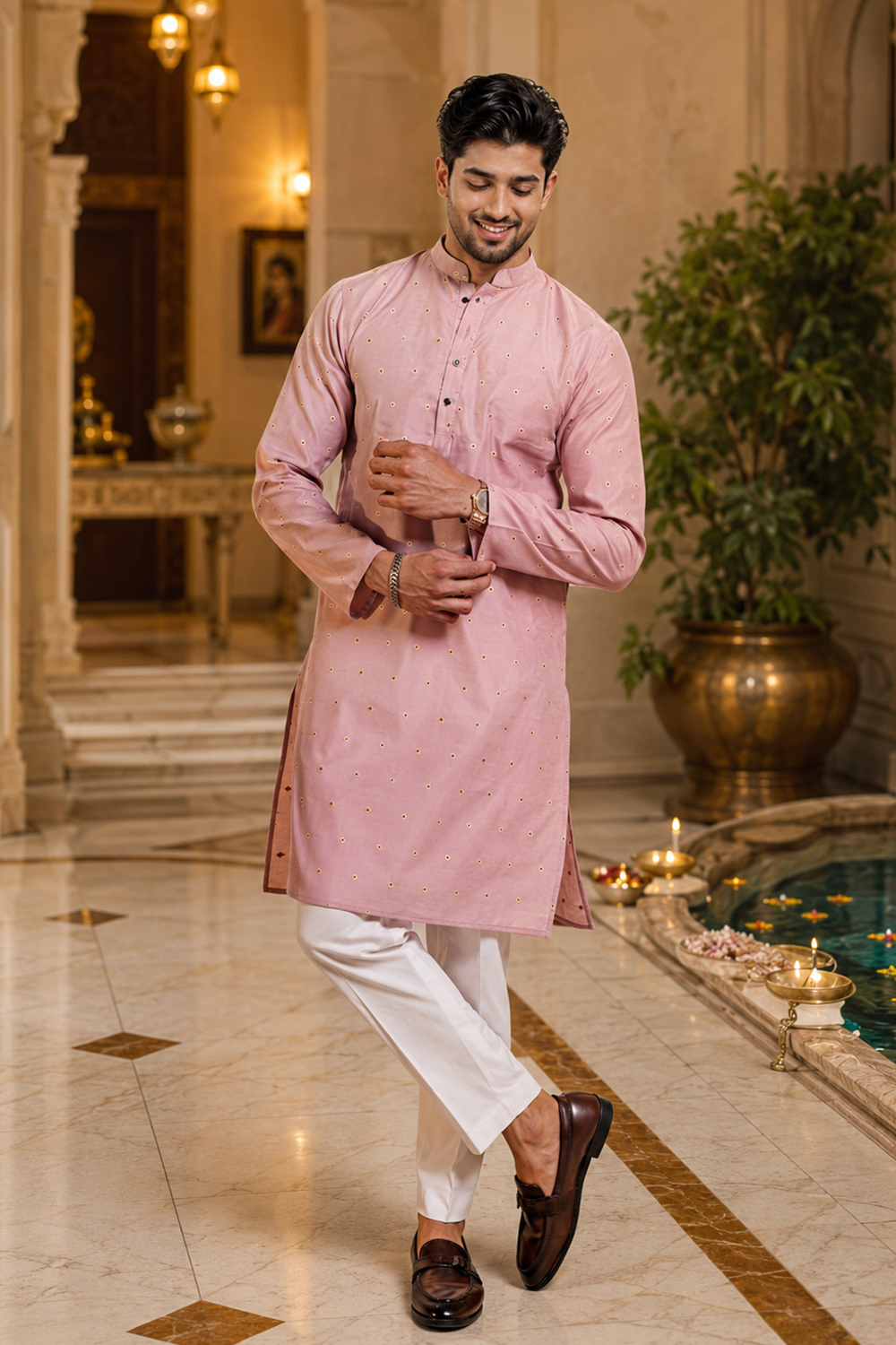 Men's Purple Cotton Kurta Set