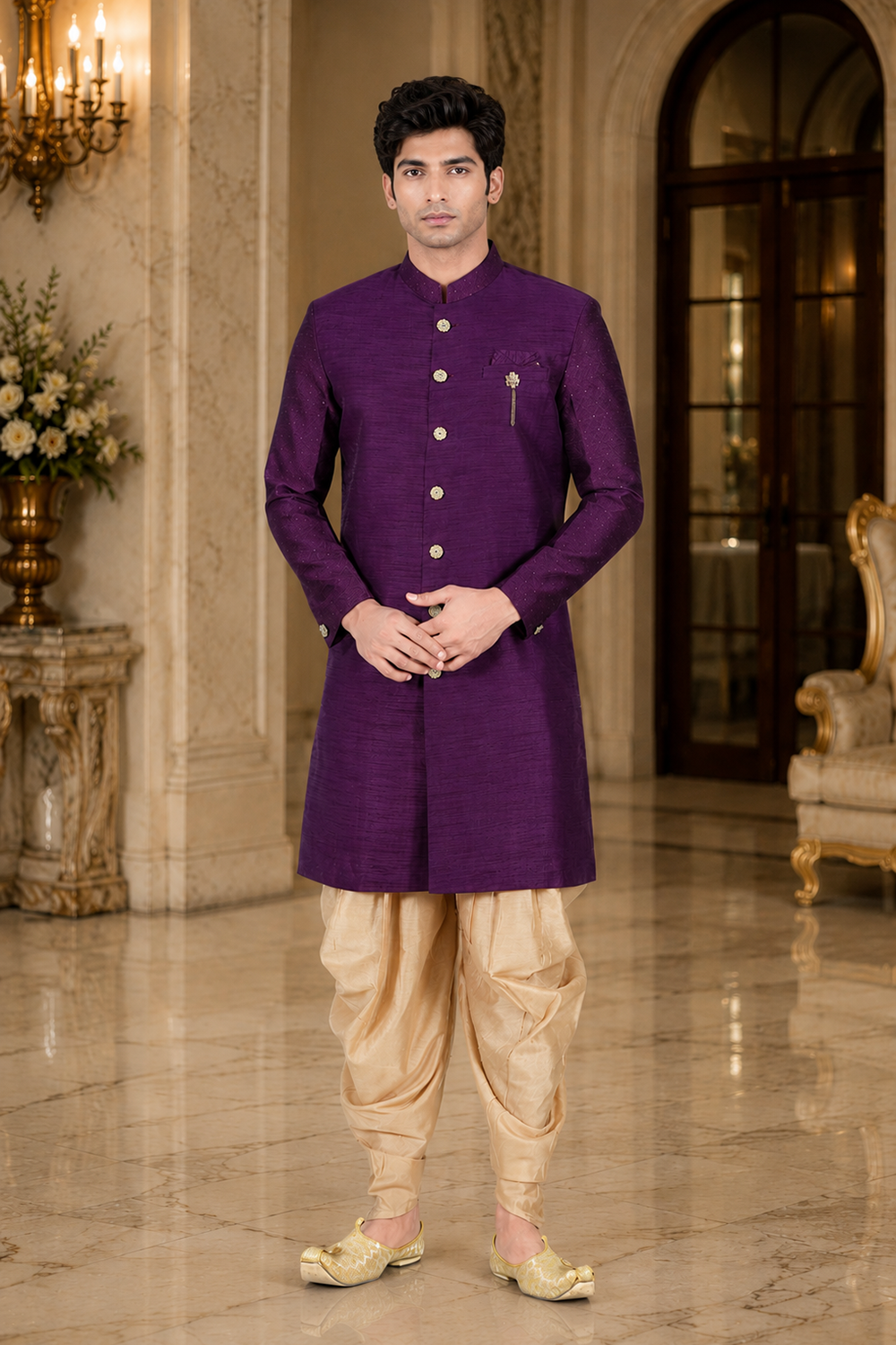 Men's Purple Indo-Western