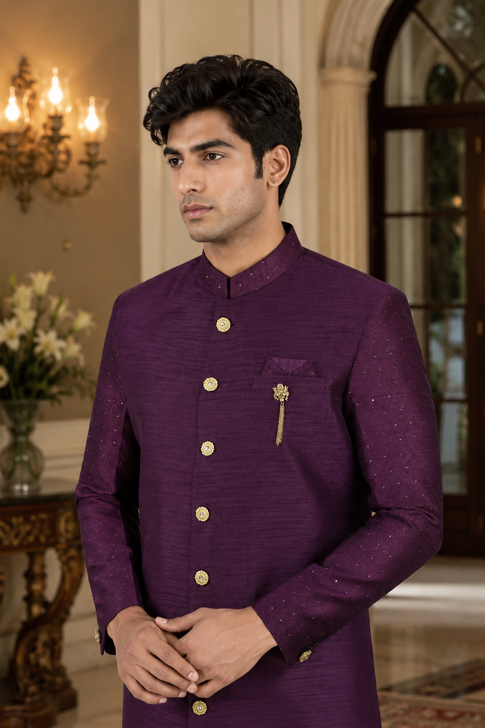 Men's Purple Indo-Western
