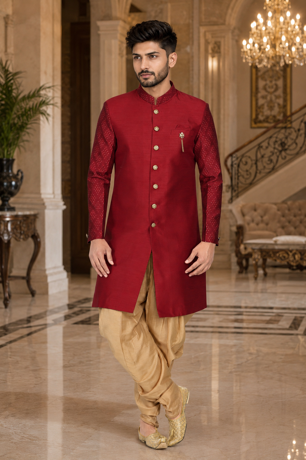 Men's Red Indo-Western