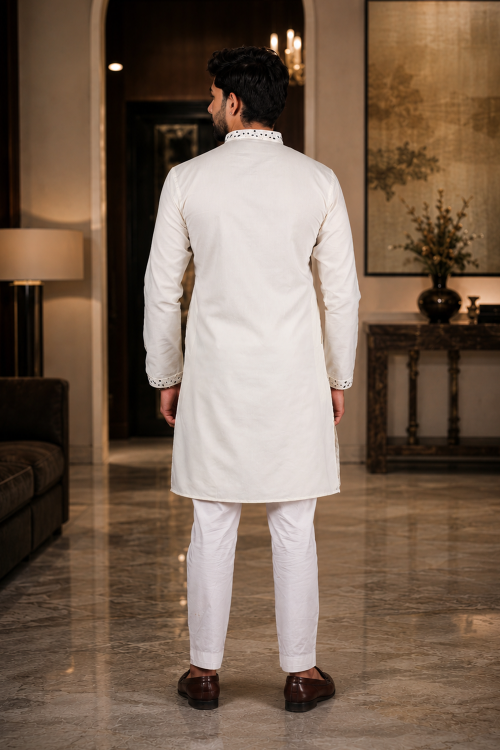 Men's White Cotton Kurta Set