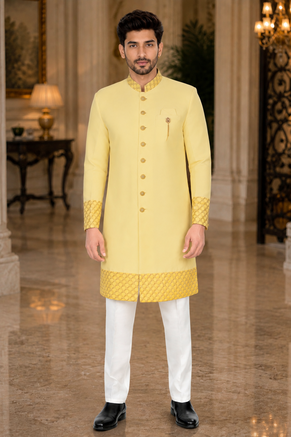 Men's Yellow Indo-Western