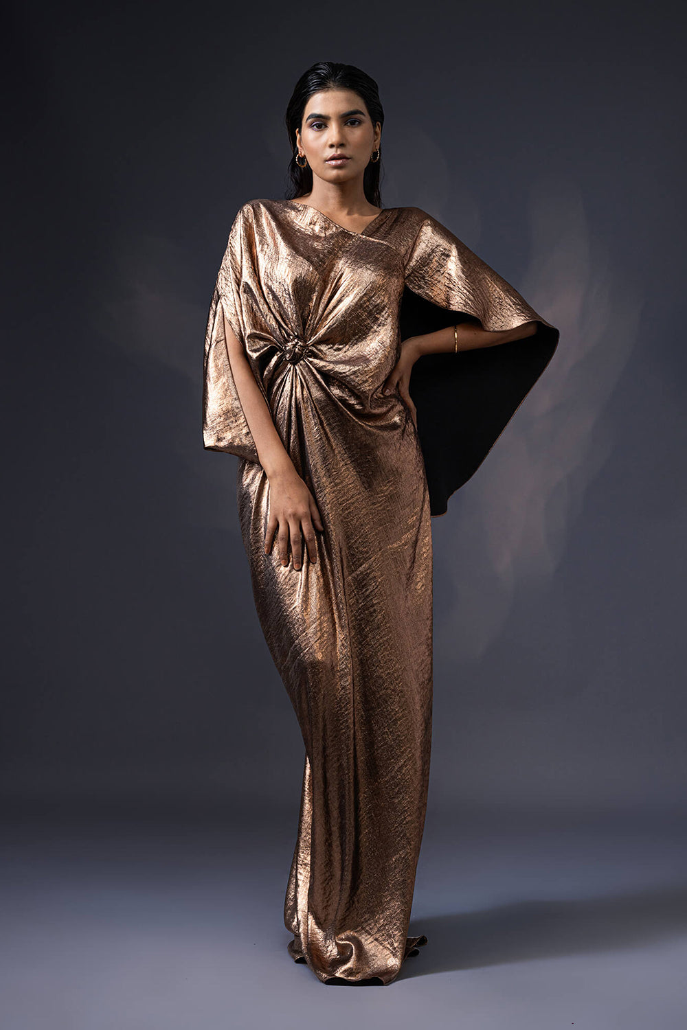 Mettalic Draped Gown