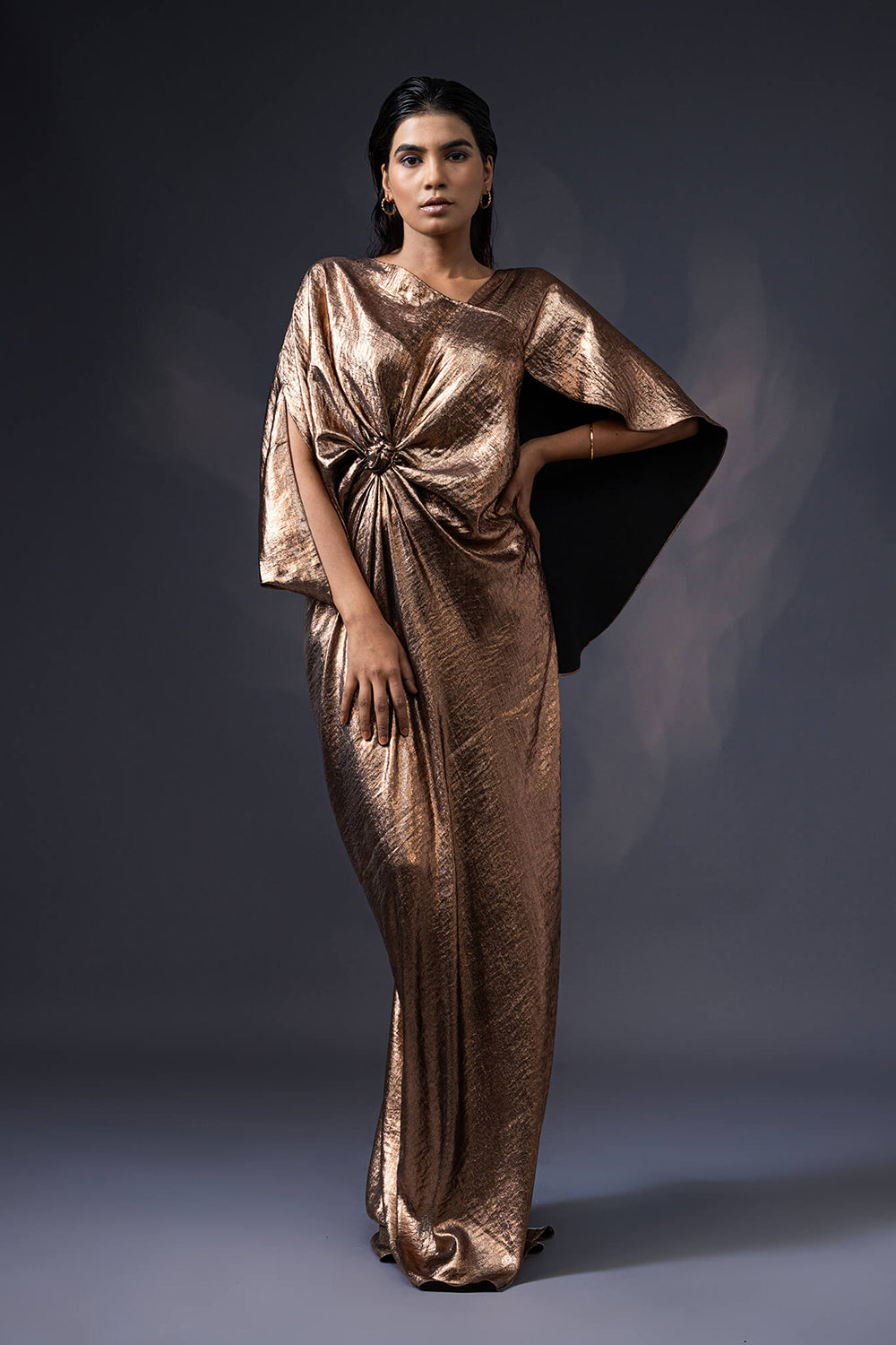 Mettalic Draped Gown