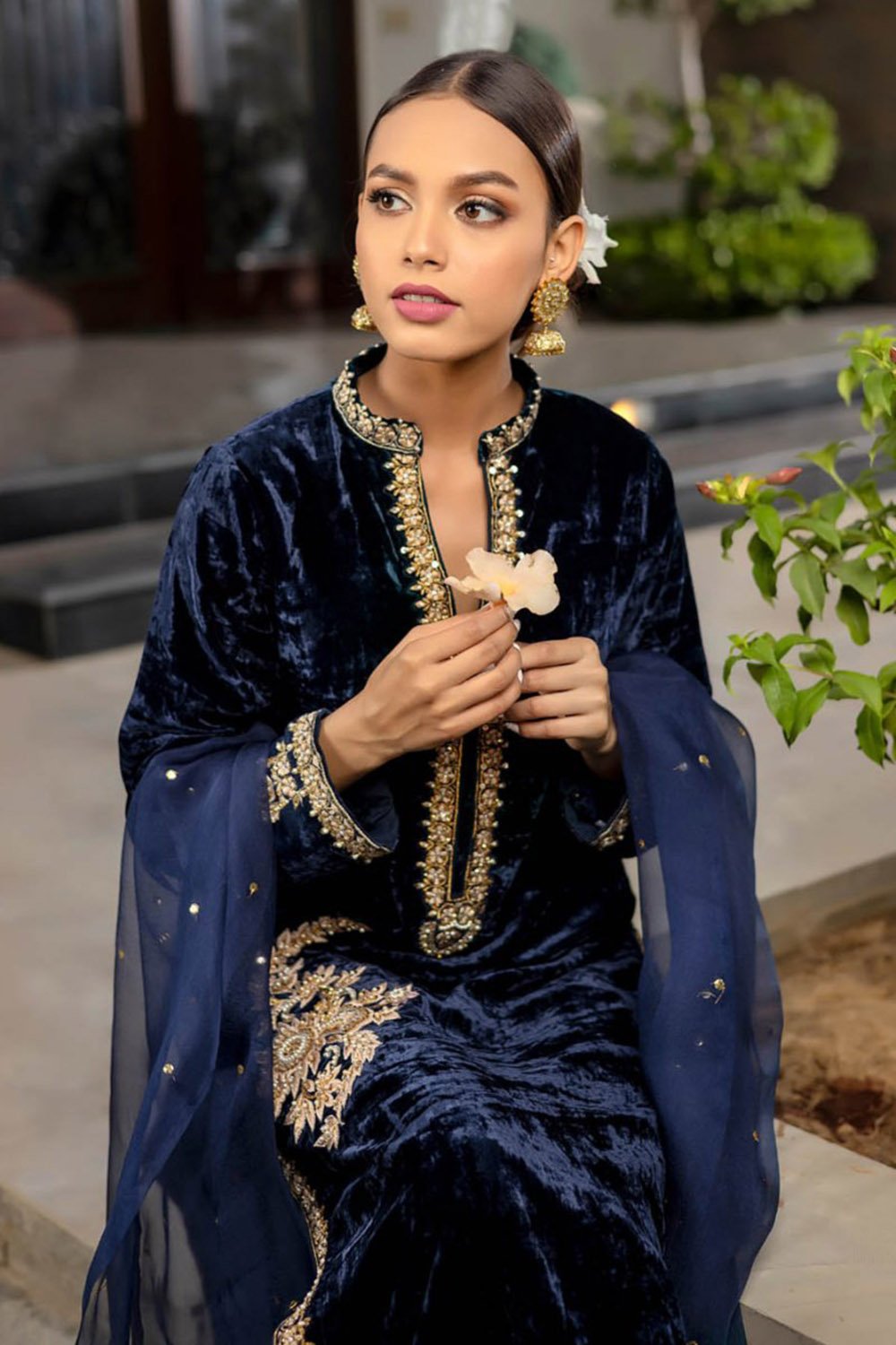 Midnight Azure Velvet Suit Set