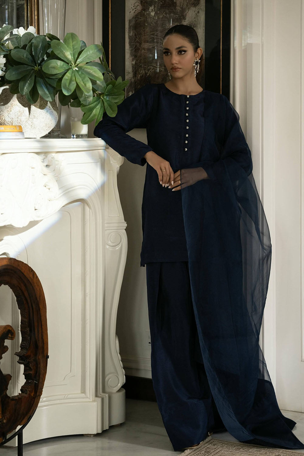 Midnight Navy Pure Silk Kurta Set