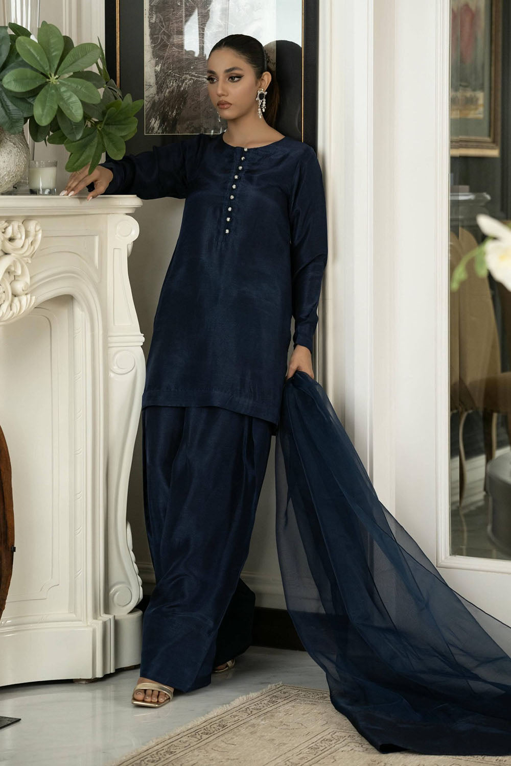 Midnight Navy Pure Silk Kurta Set