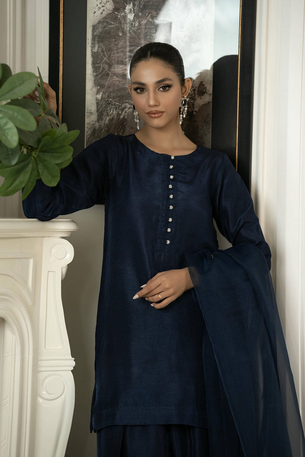 Midnight Navy Pure Silk Kurta Set