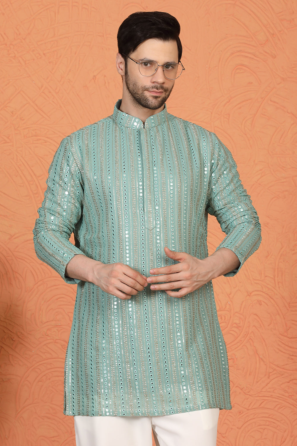 Mihir Embroidered Kurta  with Loose Fit Back Elastic Parallel Pants