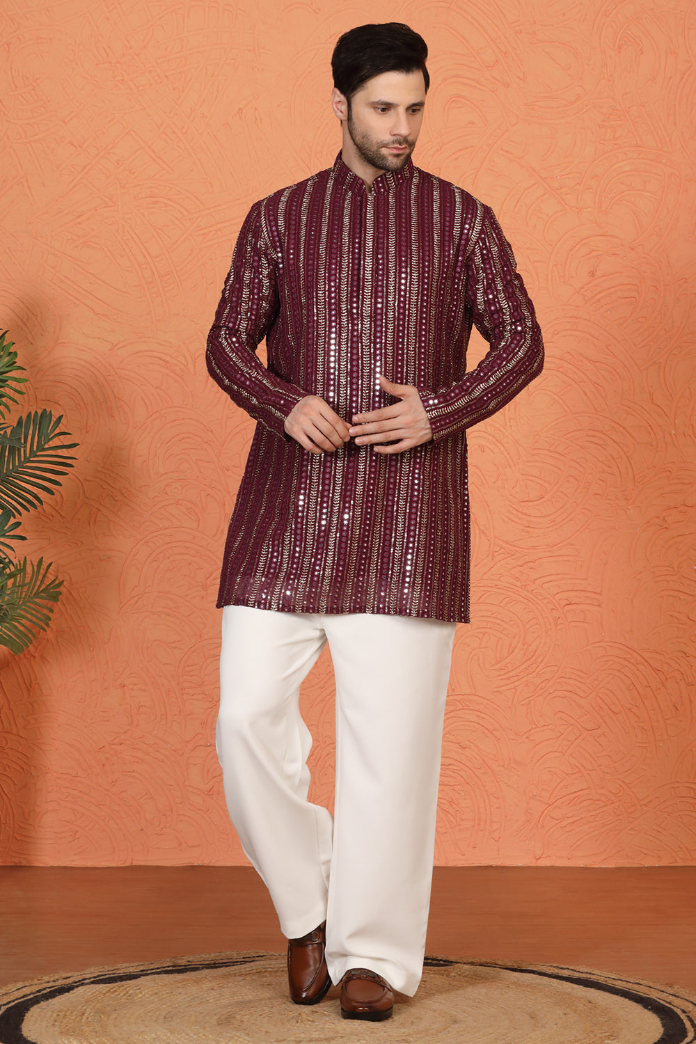 Mihir Embroidered Kurta  with Loose Fit Back Elastic Parallel Pants