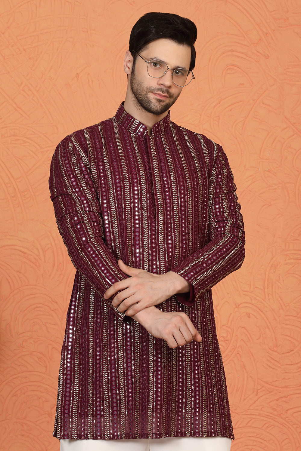 Mihir Embroidered Kurta  with Loose Fit Back Elastic Parallel Pants