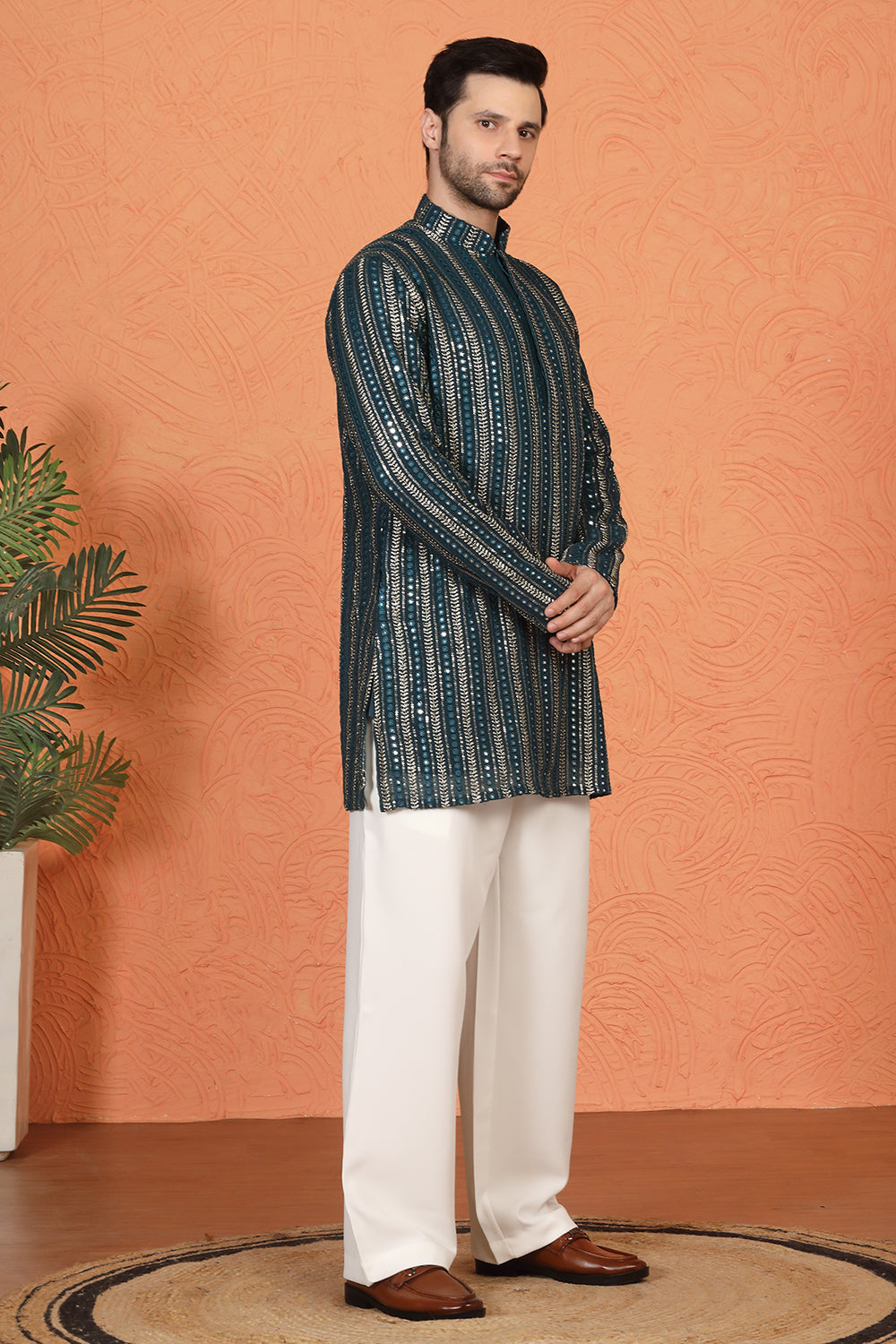 Mihir Embroidered Kurta  with Loose Fit Back Elastic Parallel Pants