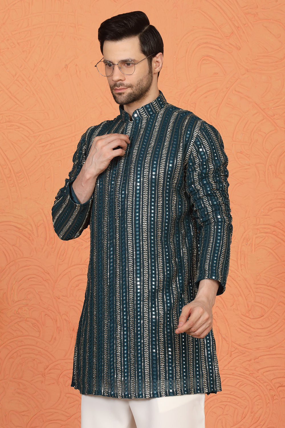 Mihir Embroidered Kurta  with Loose Fit Back Elastic Parallel Pants
