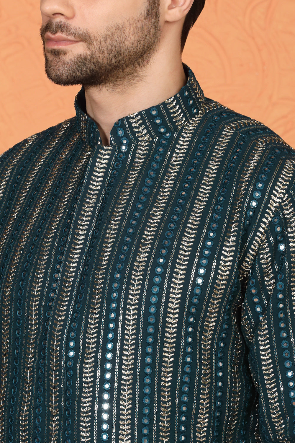 Mihir Embroidered Kurta  with Loose Fit Back Elastic Parallel Pants