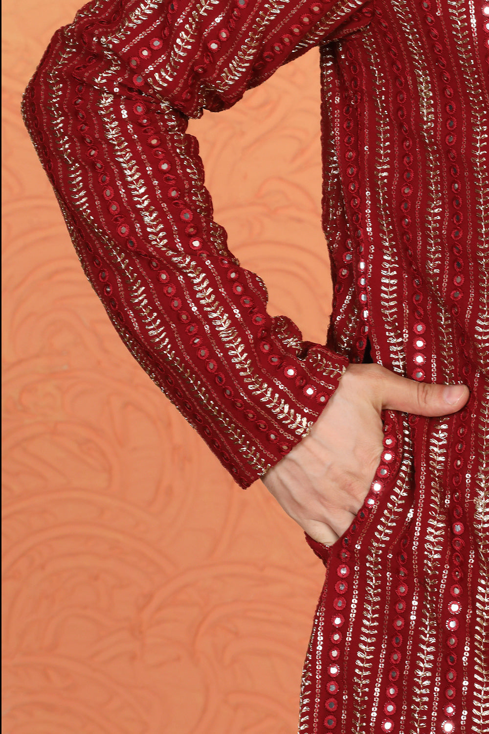 Mihir Embroidered Kurta  with Loose Fit Back Elastic Parallel Pants