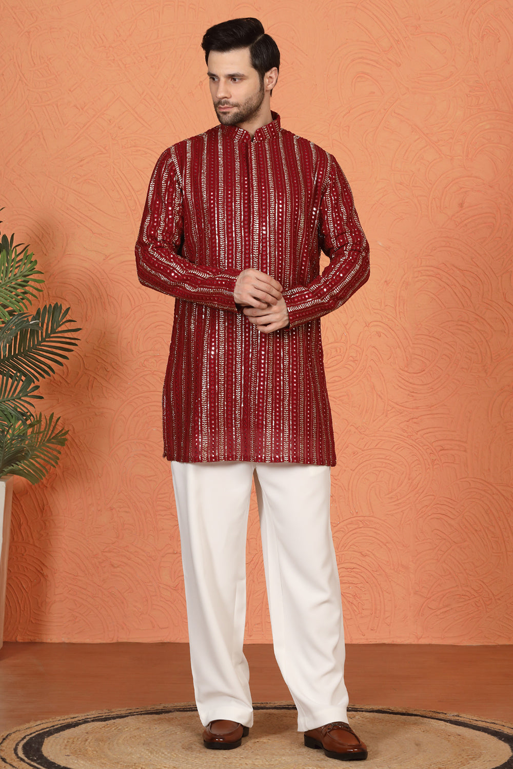 Mihir Embroidered Kurta  with Loose Fit Back Elastic Parallel Pants