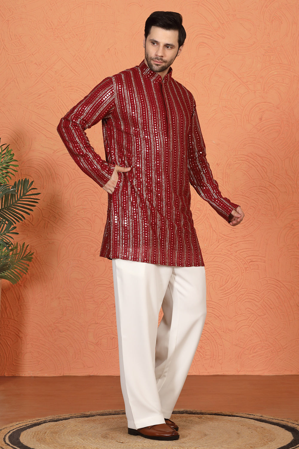 Mihir Embroidered Kurta  with Loose Fit Back Elastic Parallel Pants