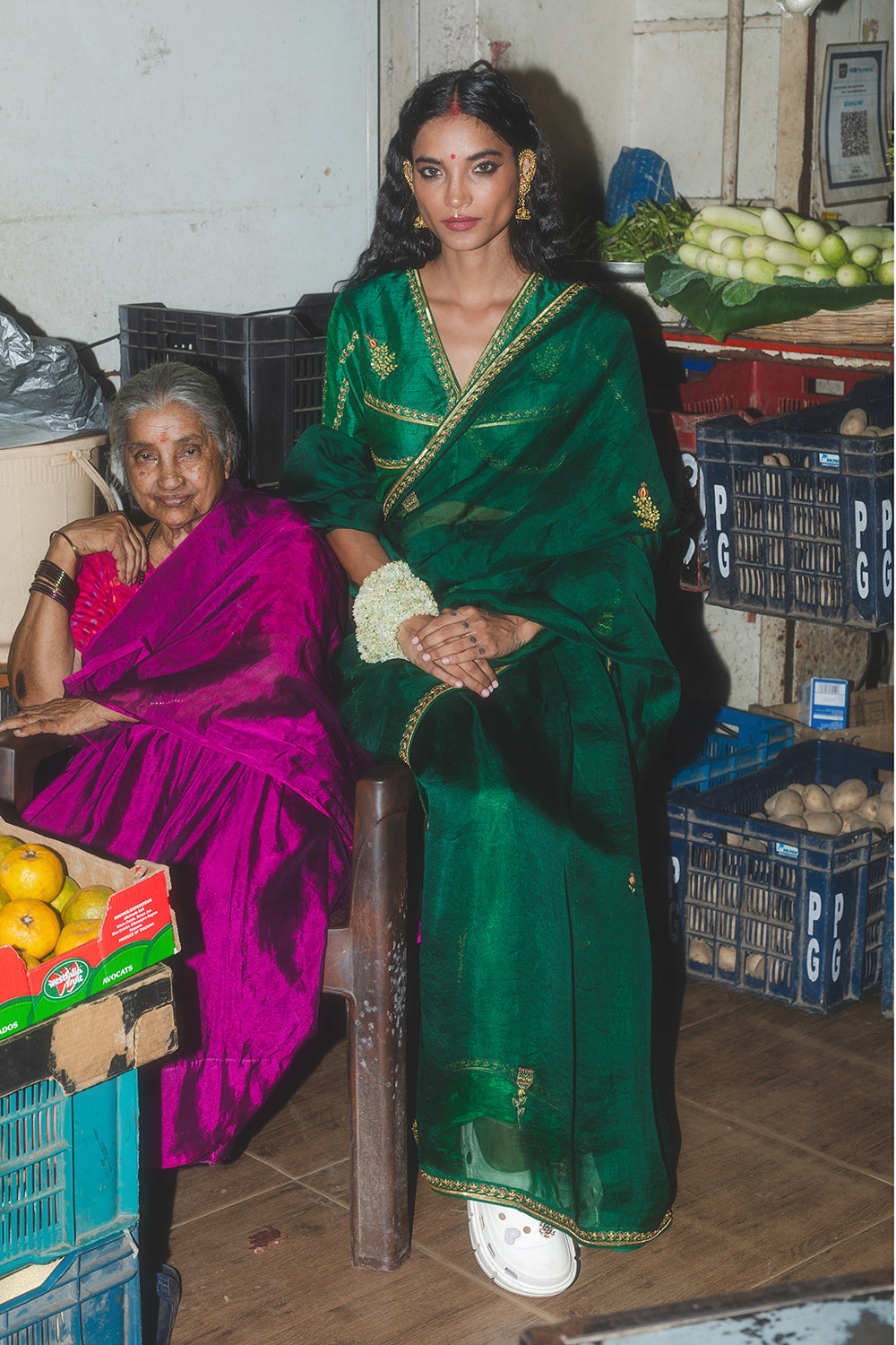 Mirchi panna Sari & Blouse