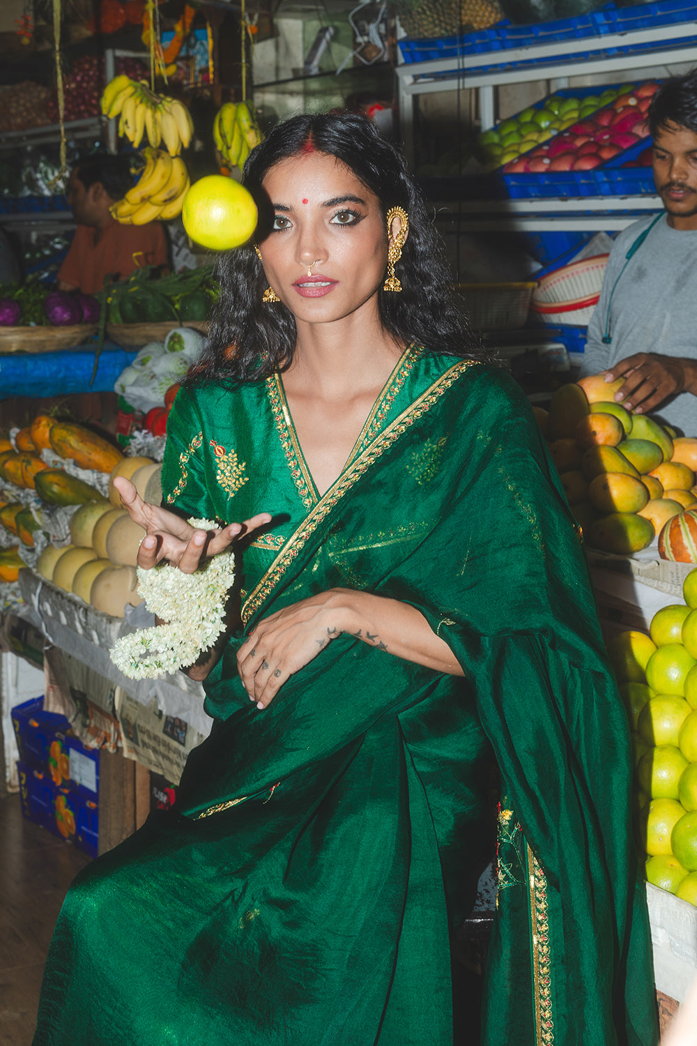 Mirchi panna Sari & Blouse