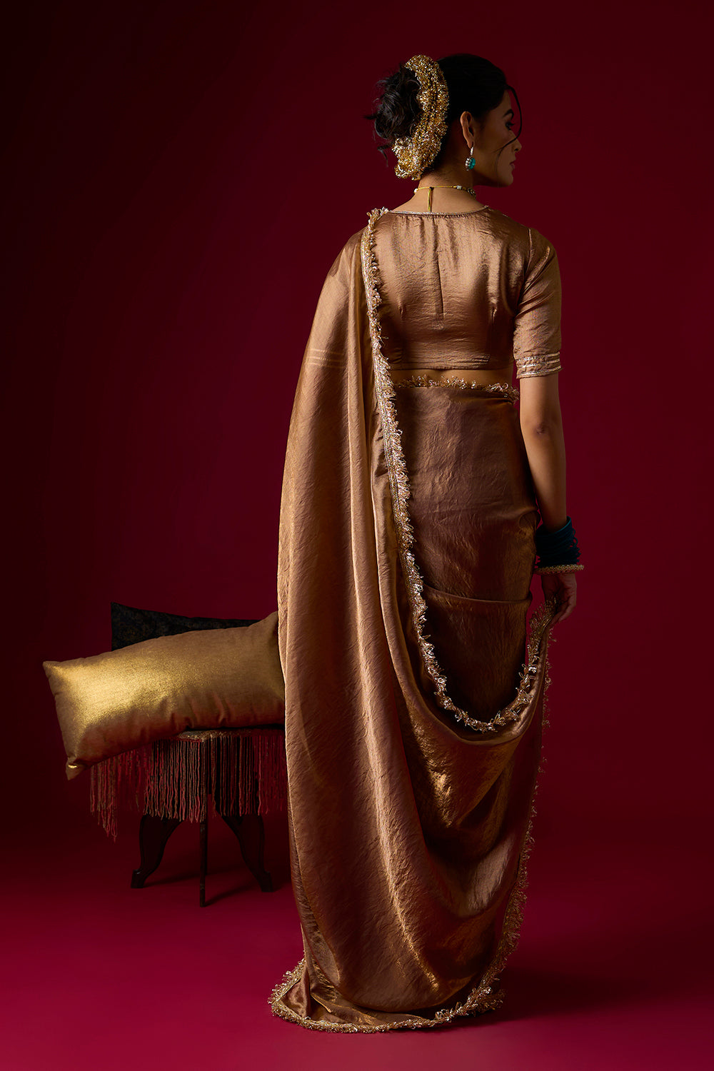 Mocha Tissue Saree Set