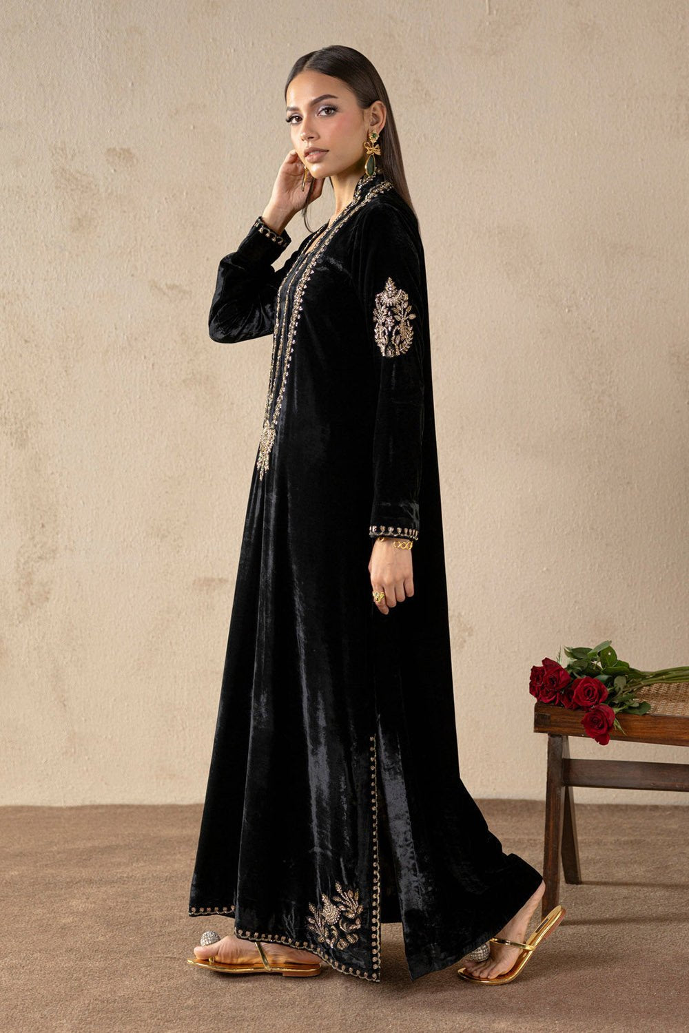 Monarch Black Velvet Suit Set