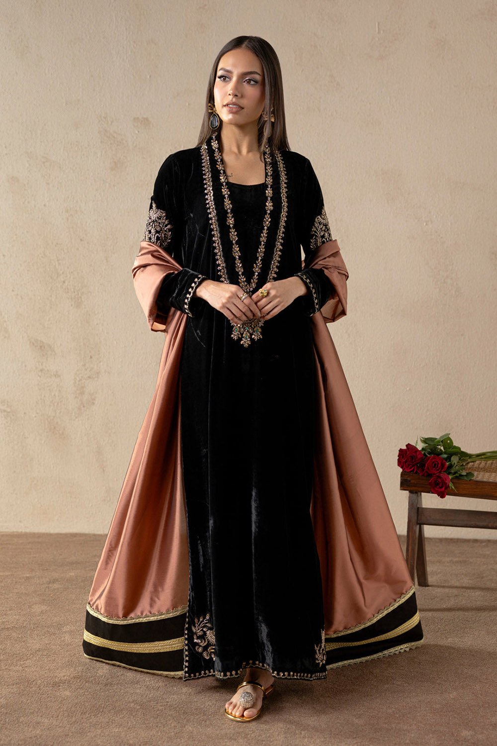 Monarch Black Velvet Suit Set