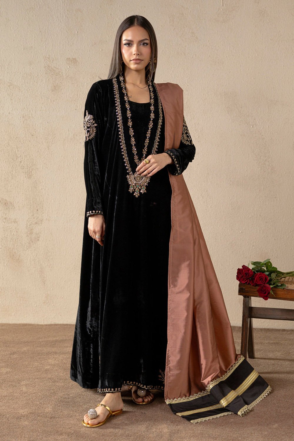 Monarch Black Velvet Suit Set
