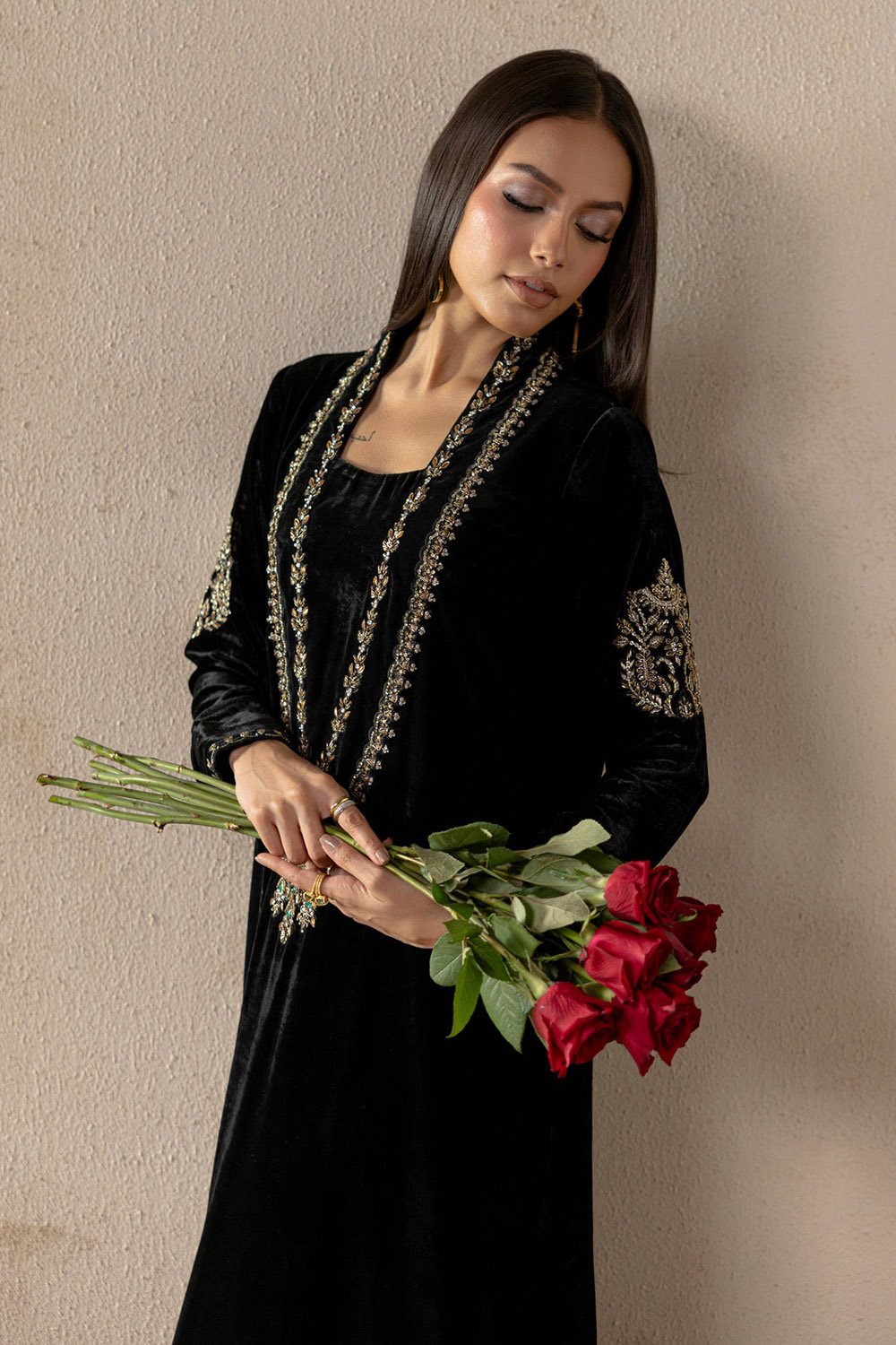 Monarch Black Velvet Suit Set