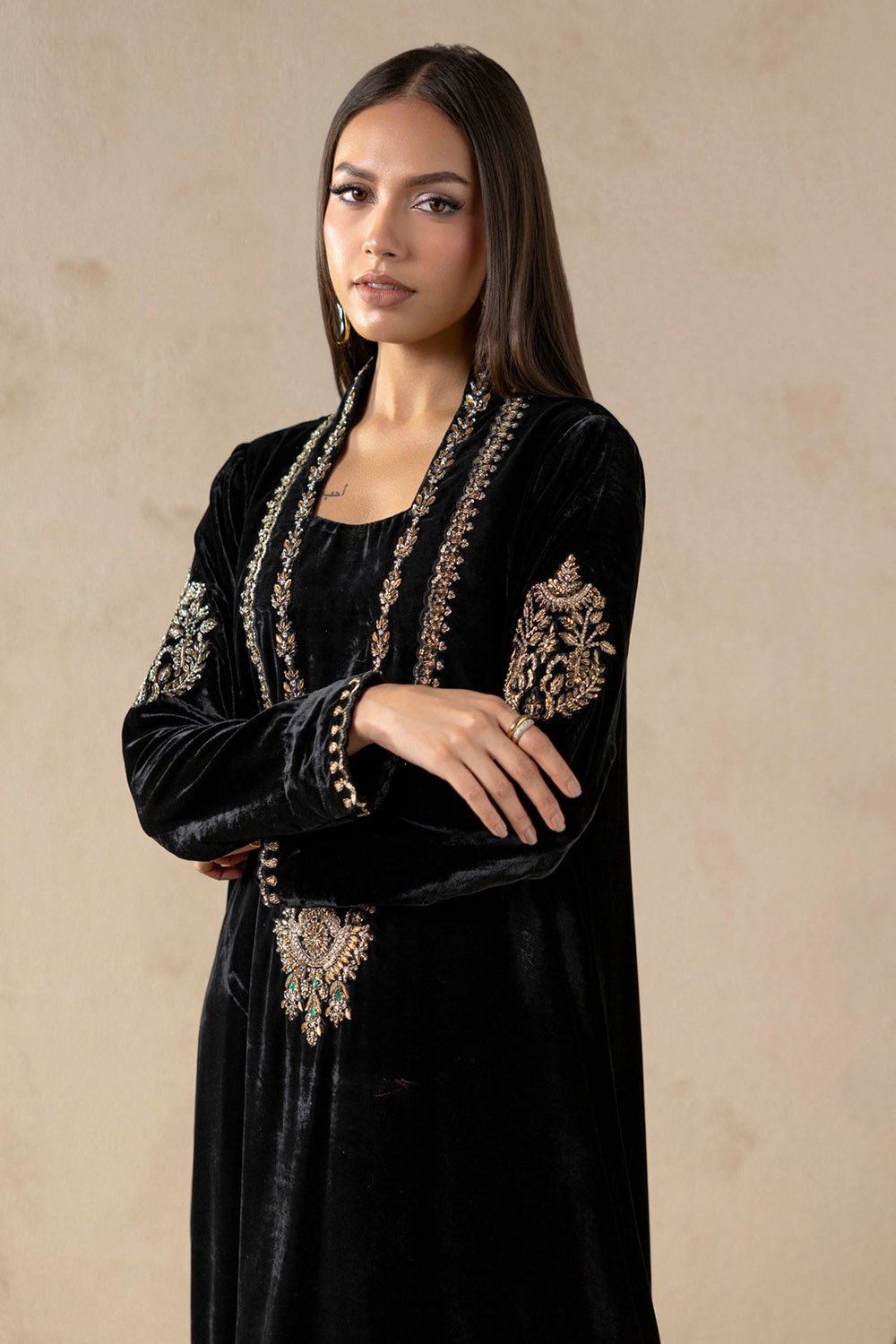 Monarch Black Velvet Suit Set