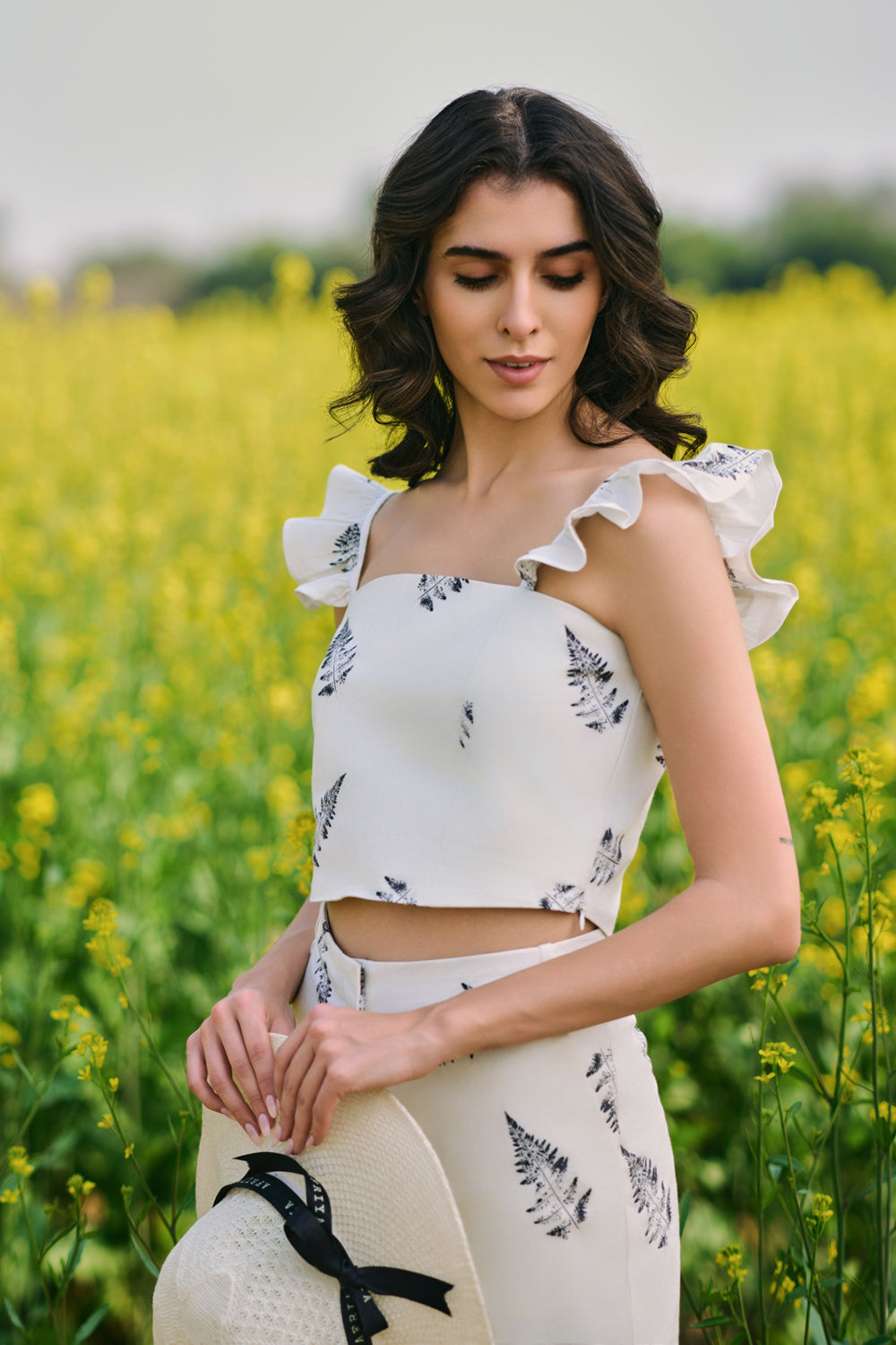 Monochrome Fern Crop Top